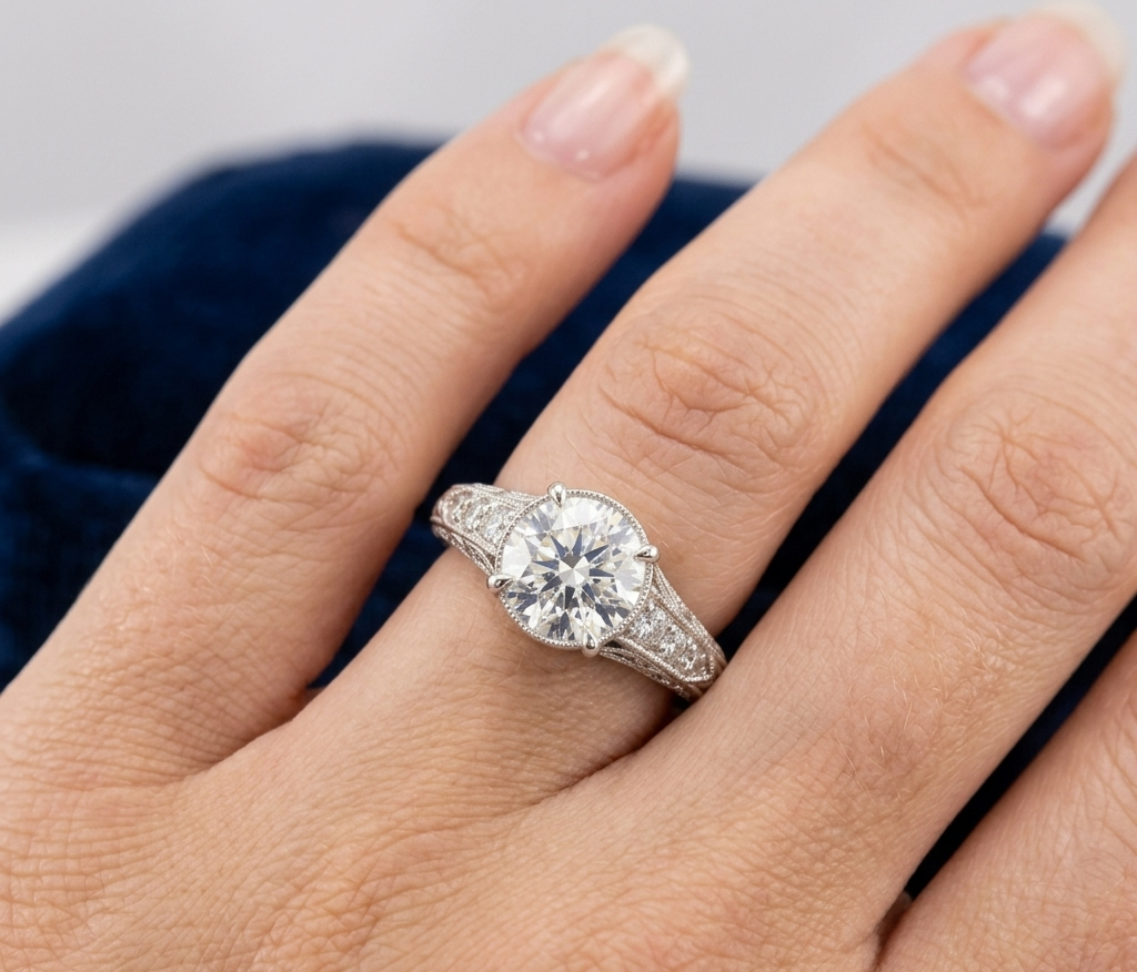 ROUND DIAMOND VINTAGE WEDDING RING