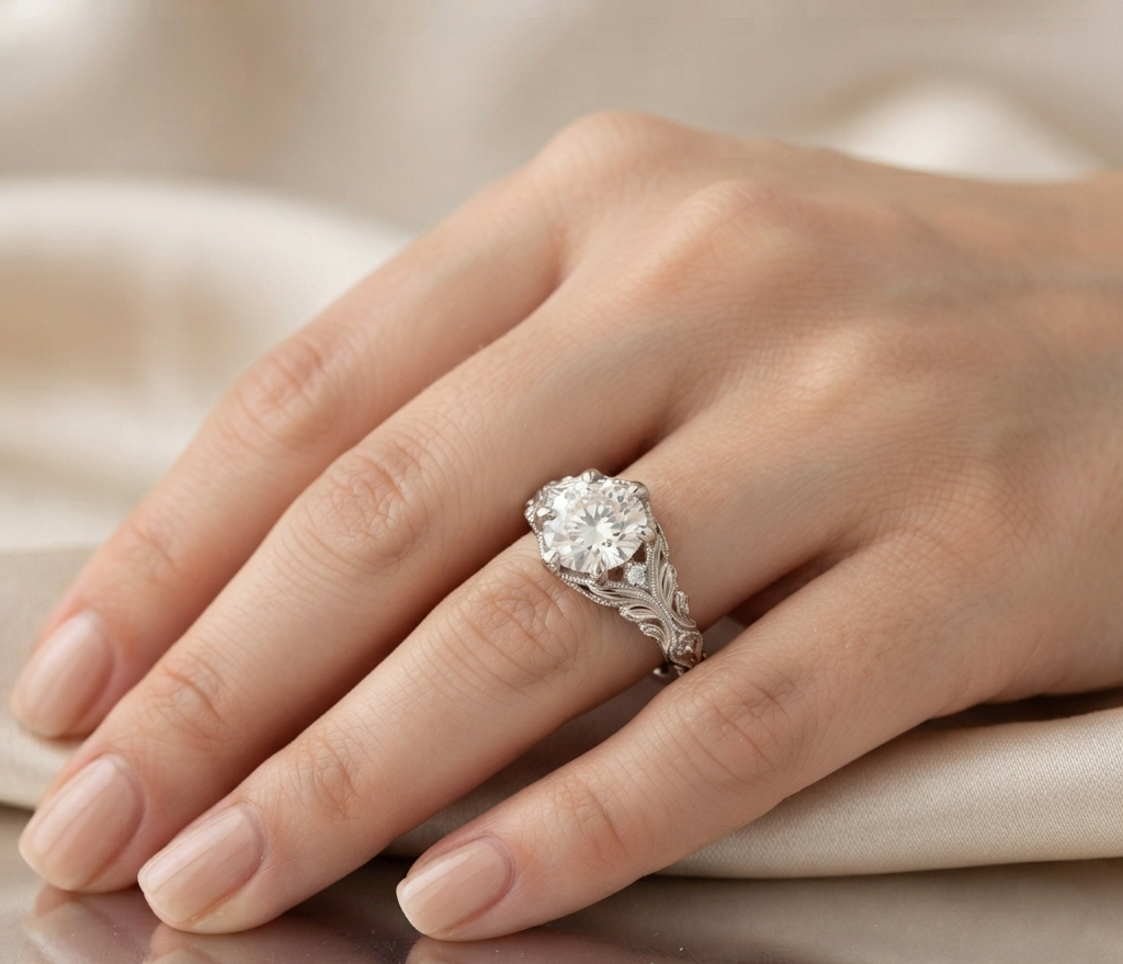 ROUND DIAMOND VINTAGE WEDDING RING