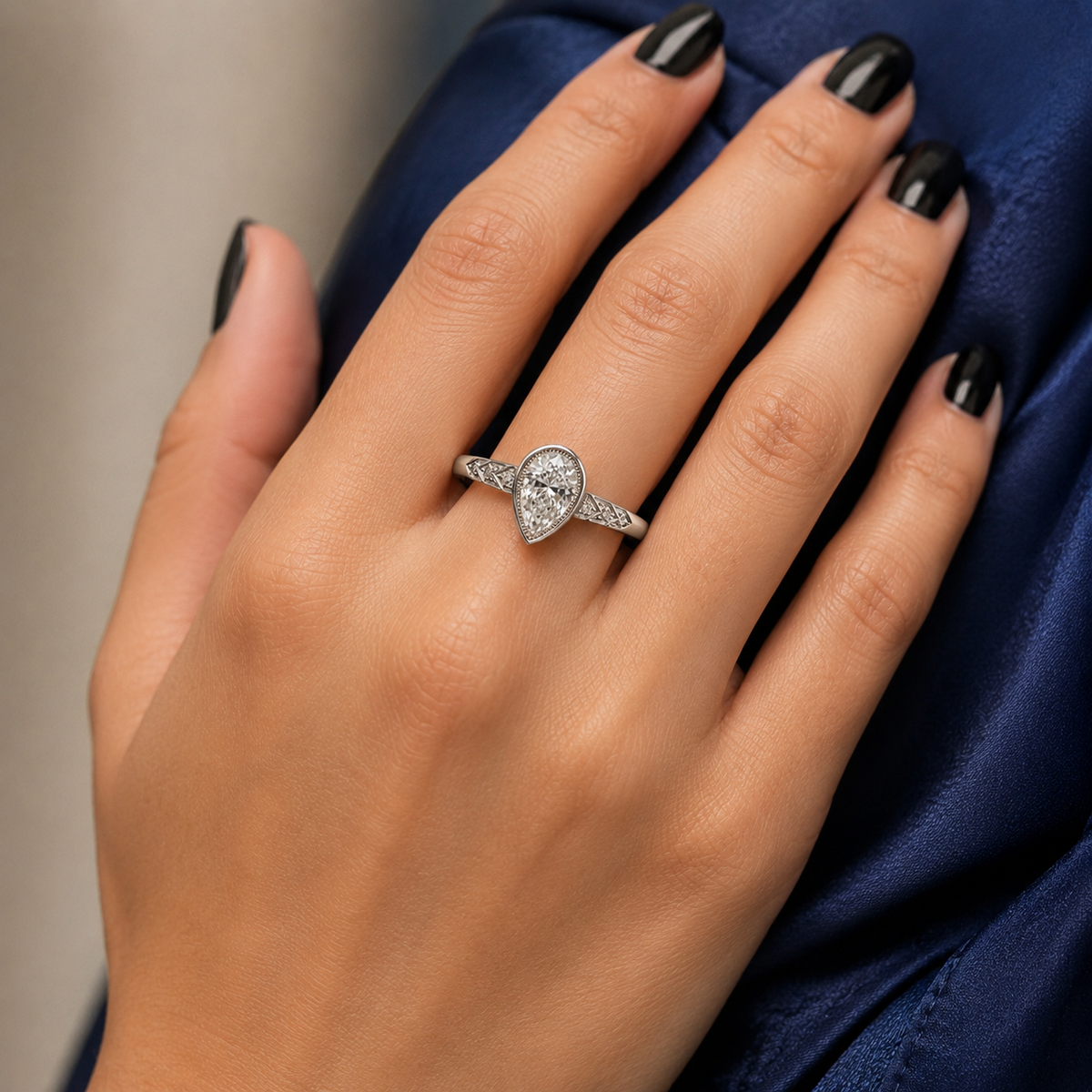 VINTAGE PEAR DIAMOND ENGAGEMENT RING