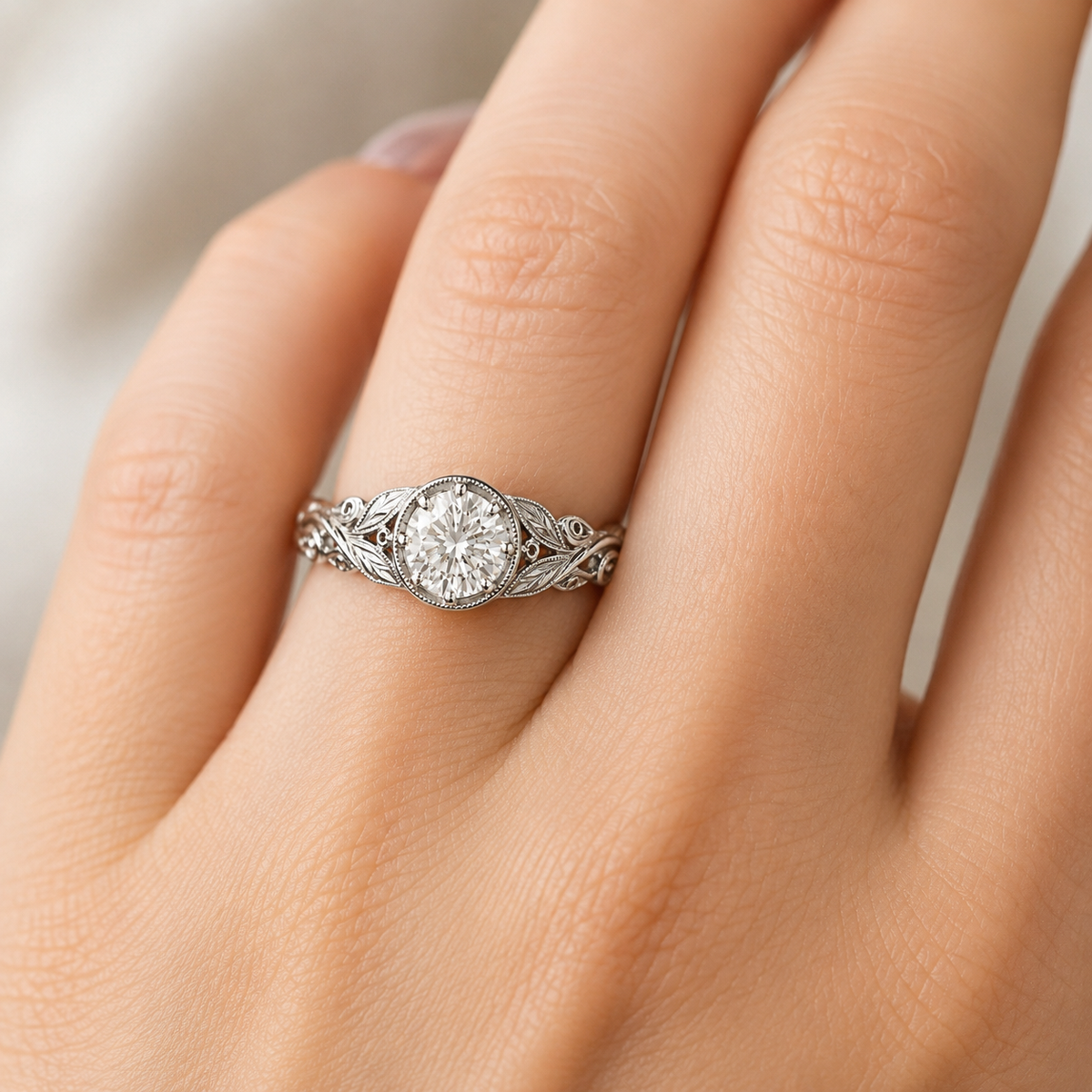 VINTAGE ROUND DIAMOND ENGAGEMENT RING