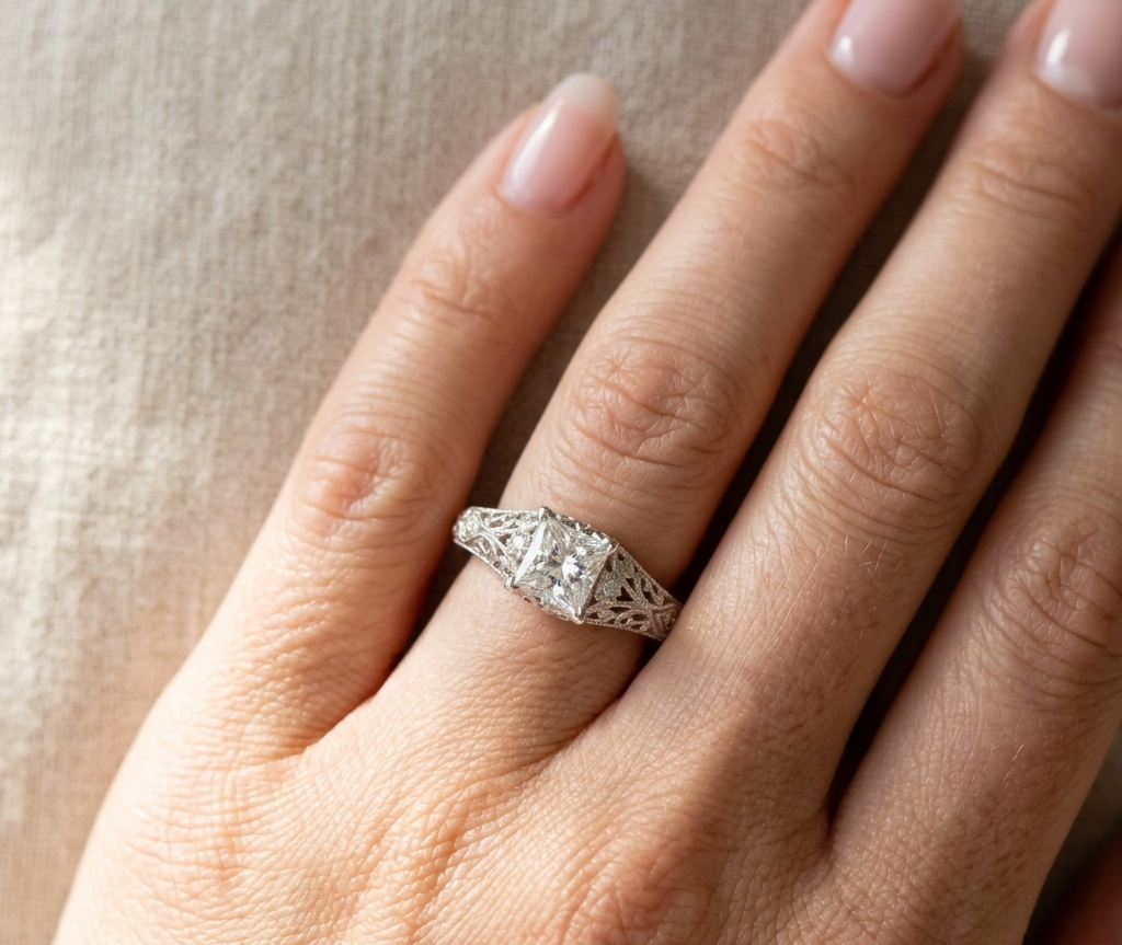 VINTAGE PRINCESS DIAMOND ENGAGEMENT RING