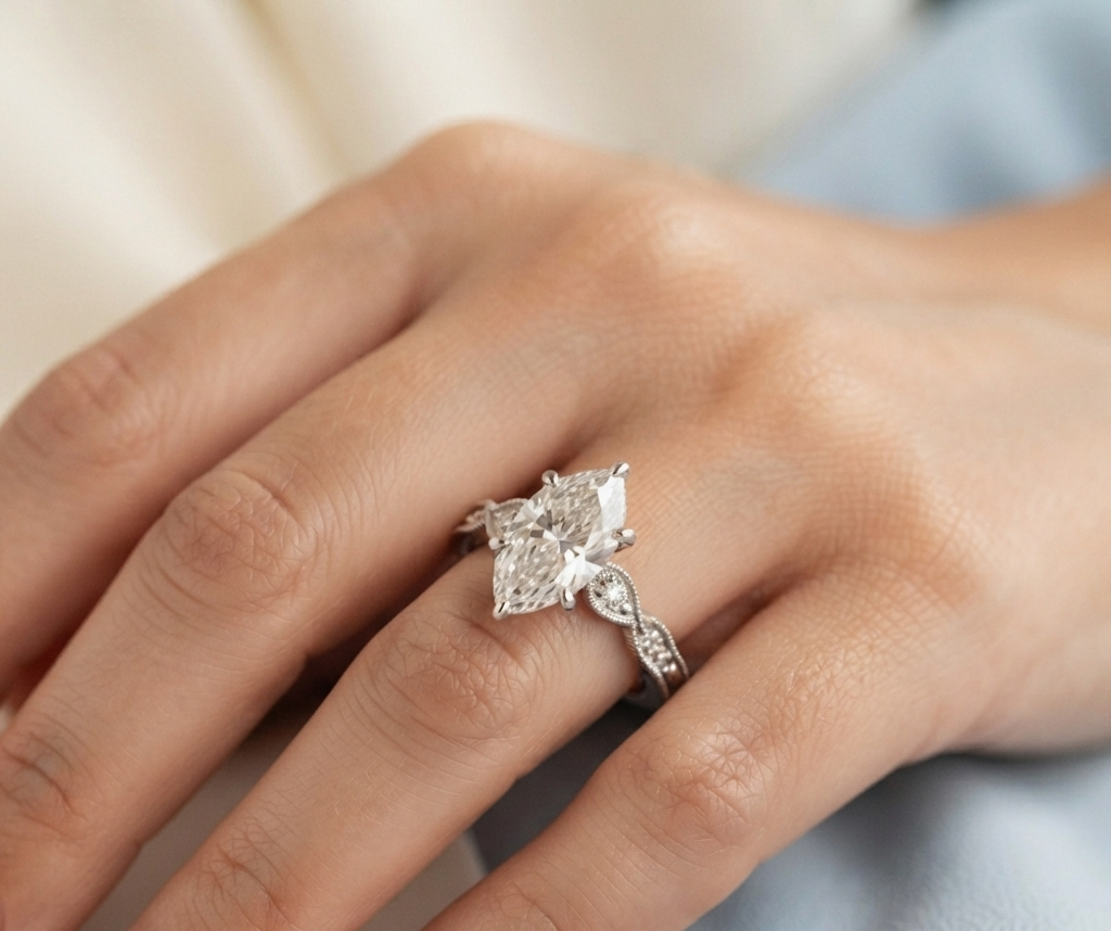 MARQUISE DIAMOND VINTAGE ENGAGEMENT RING