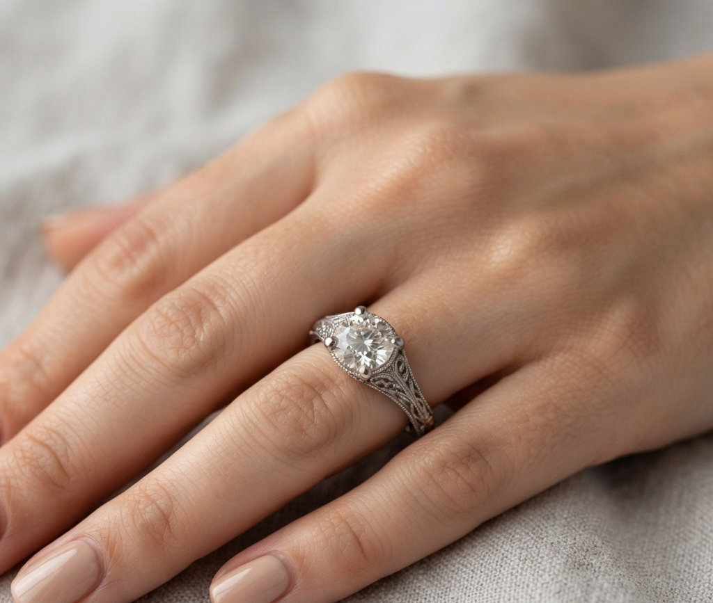 VINTAGE ROUND DIAMOND WEDDING RING