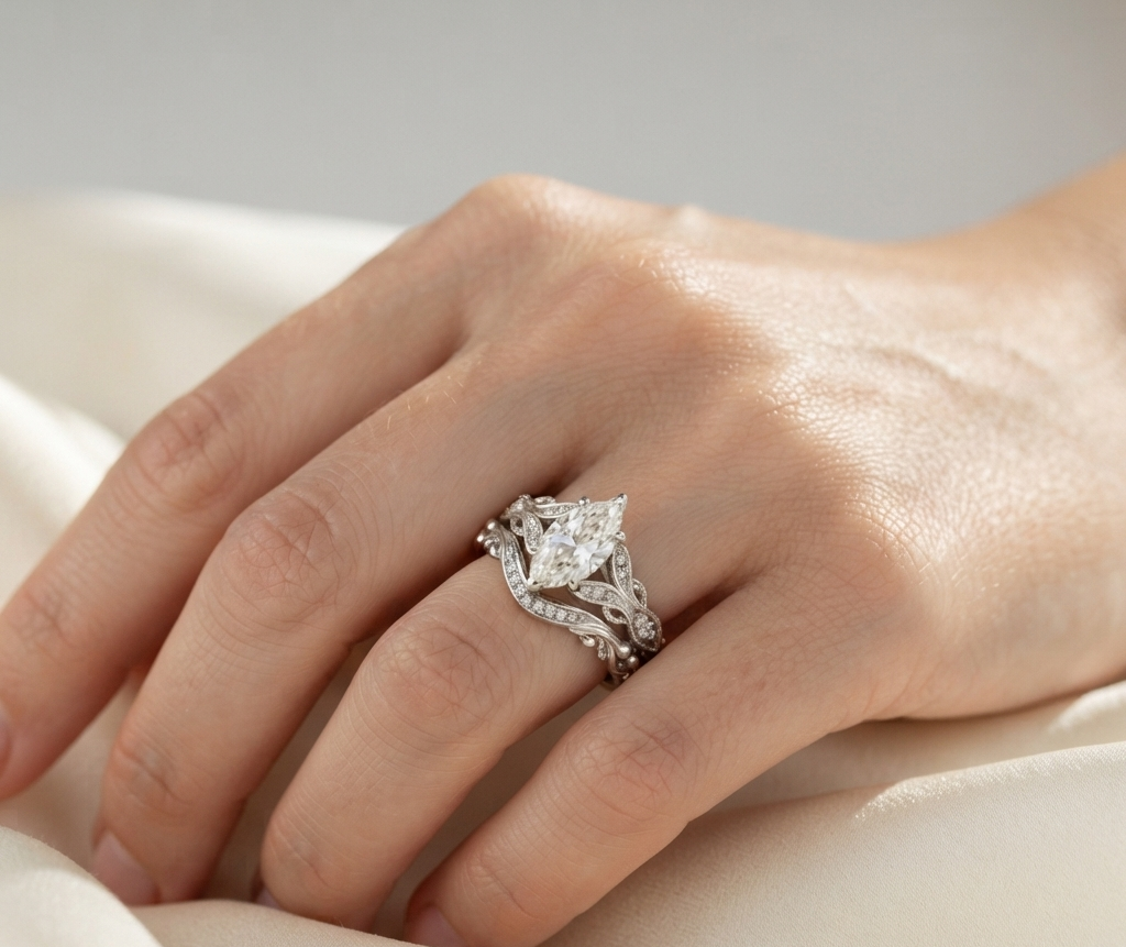 VINTAGE MARQUISE DIAMOND RING SET