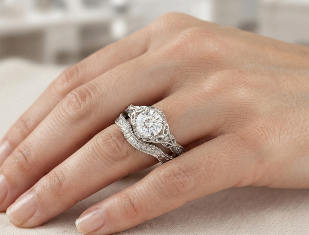 ROUND DIAMOND VINTAGE RING SET