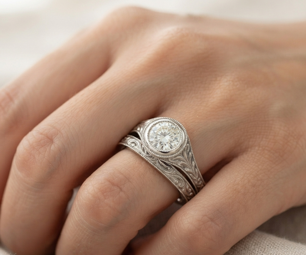 ROUND DIAMOND VINTAGE RING SET