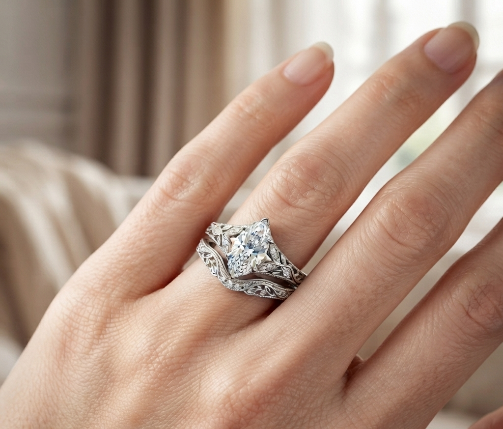 VINTAGE MARQUISE DIAMOND RING SET