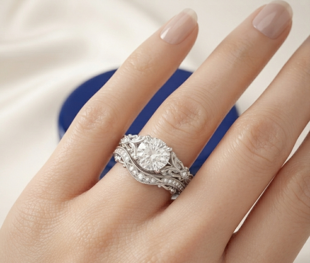 ROUND DIAMOND VINTAGE RING SET