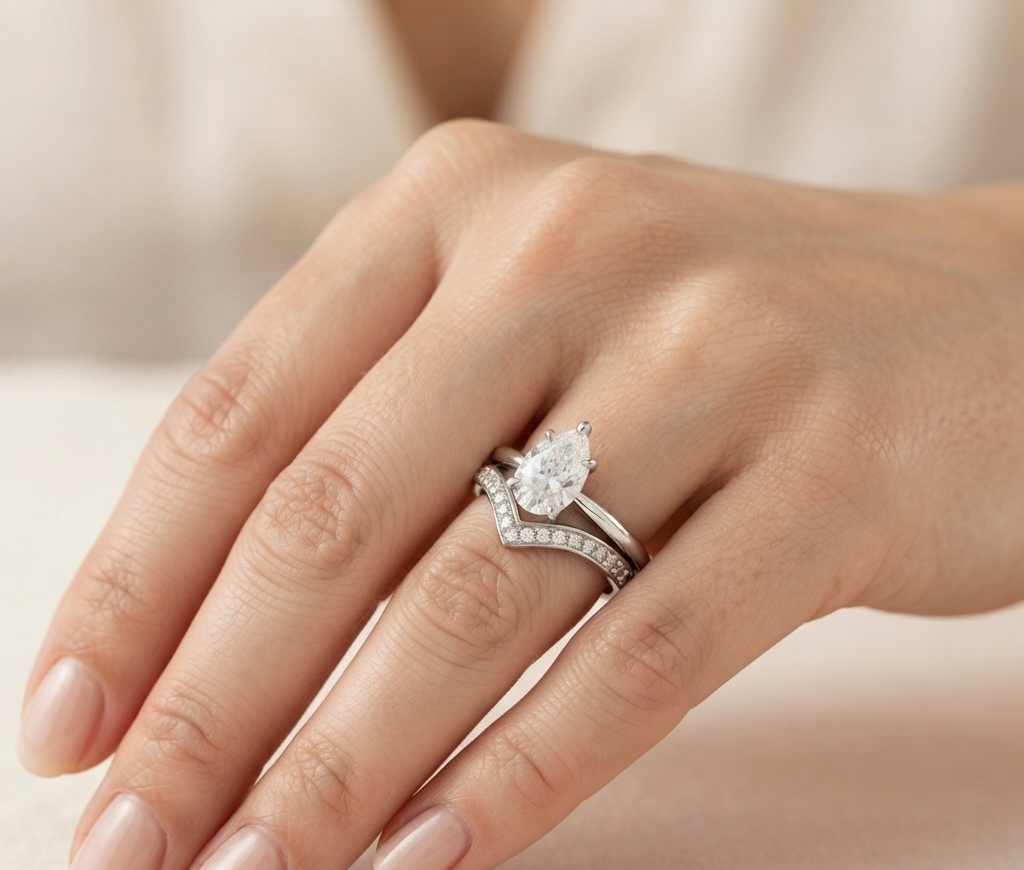 PEAR DIAMOND VINTAGE RING SET