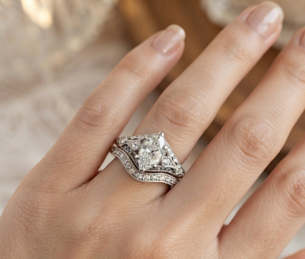 MARQUISE DIAMOND VINTAGE RING SET