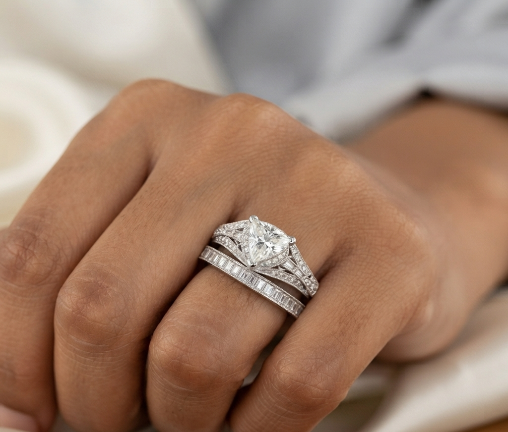 TRILLION DIAMOND VINTAGE RING SET