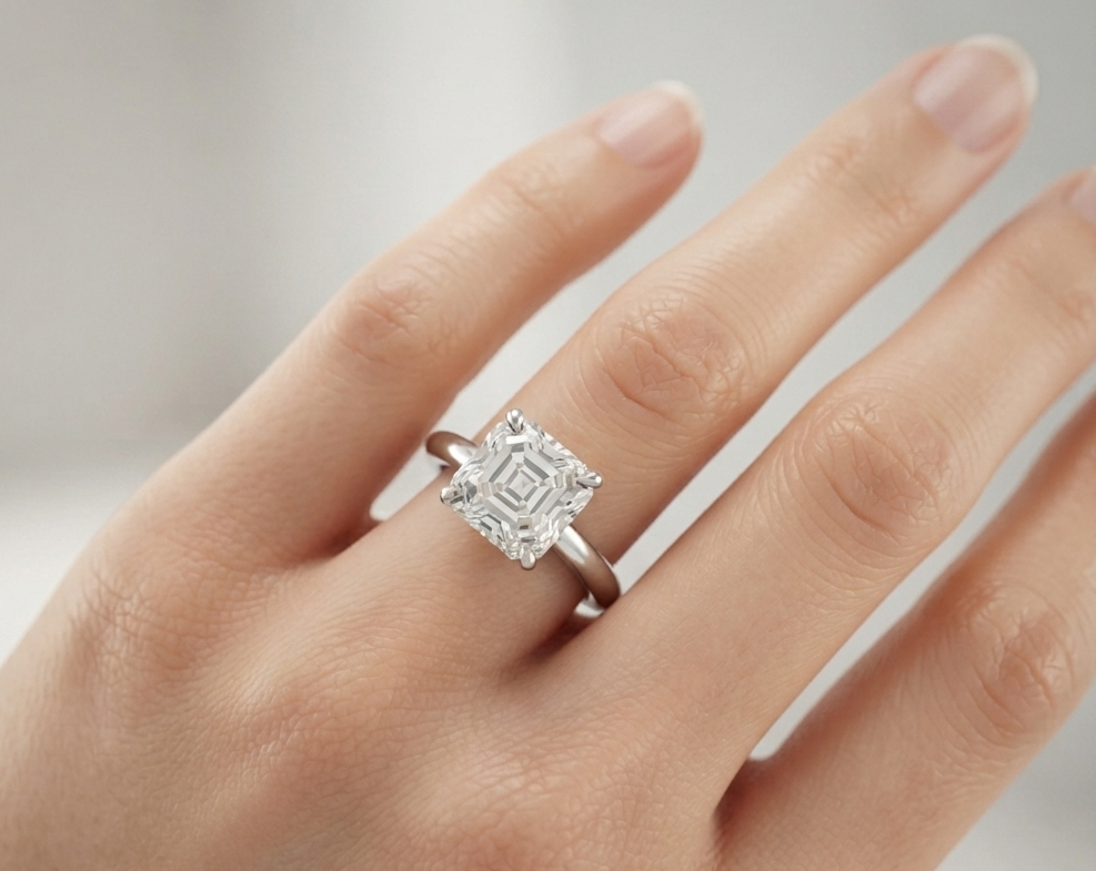 ASSCHER SOLITAIRE ENGAGEMENT RING