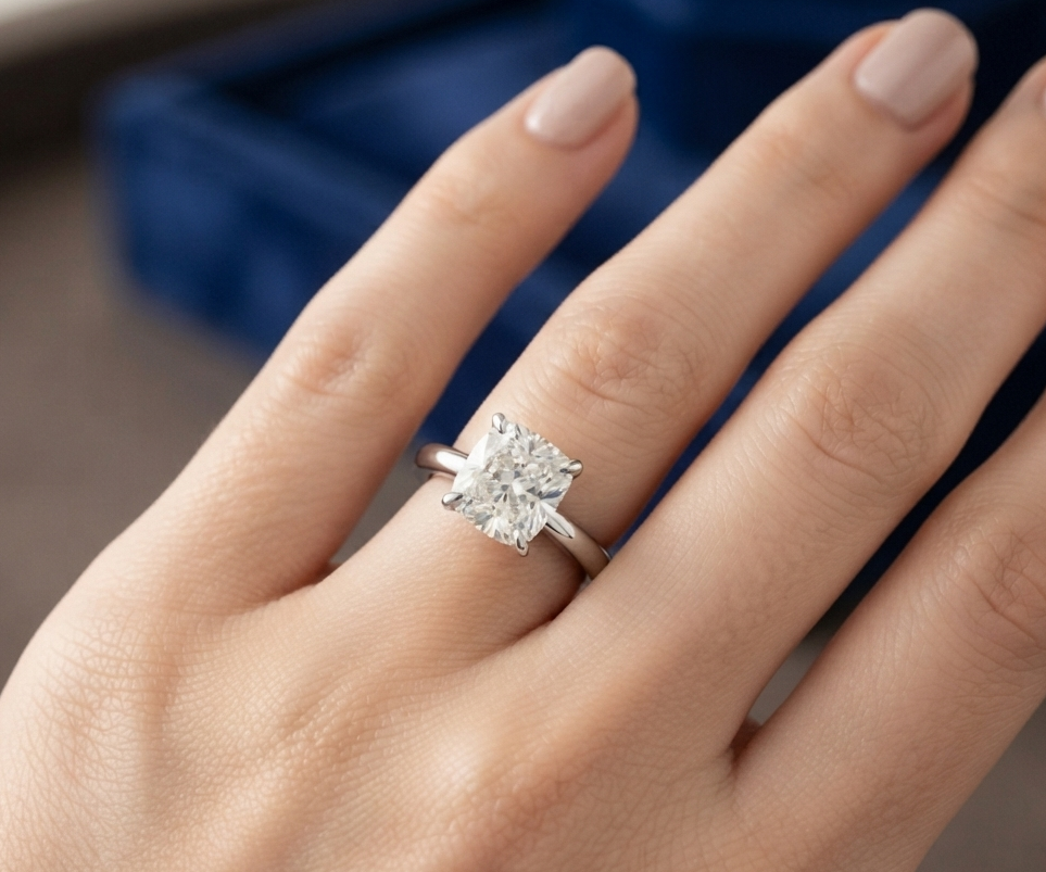 CUSHION SOLITAIRE ENGAGEMENT RING