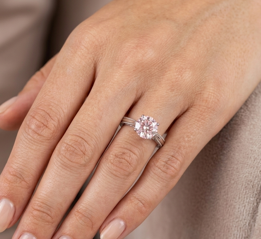 PINK ROUND-CUT SOLITAIRE ENGAGEMENT RING