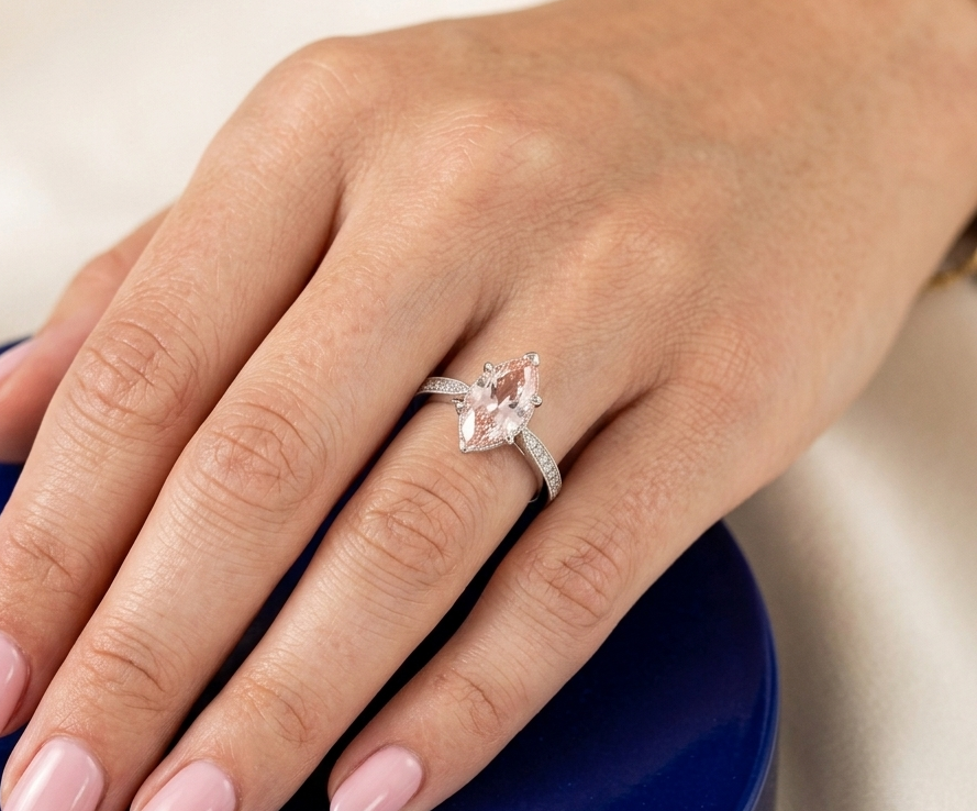 PINK MARQUISE-CUT SOLITAIRE ENGAGEMENT RING