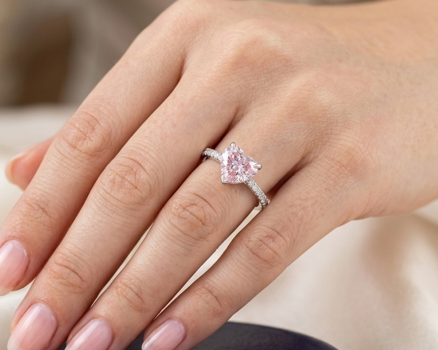 PINK HEART-CUT SOLITAIRE ENGAGEMENT RING
