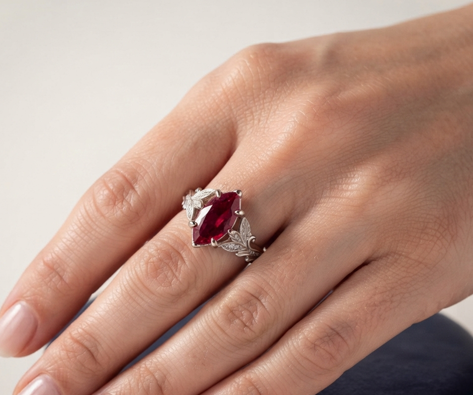 RUBY MARQUISE-CUT SOLITAIRE ENGAGEMENT RING