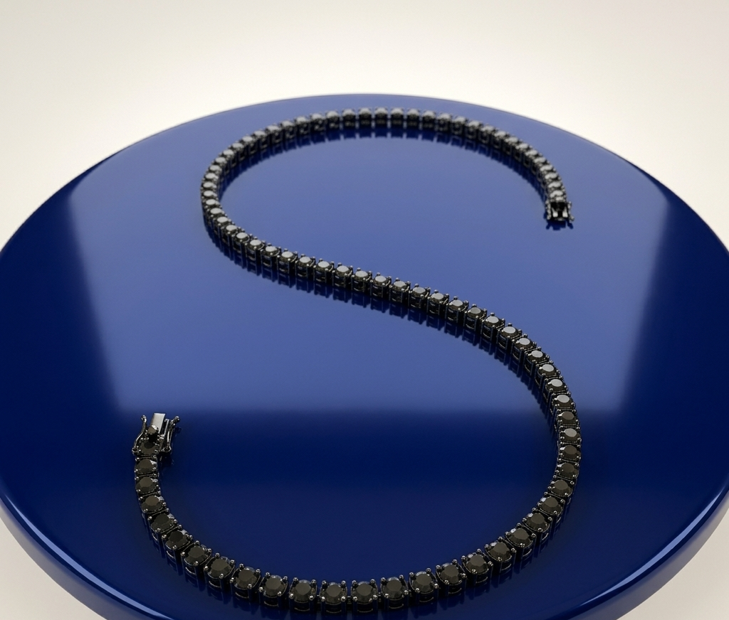 BLACK ROUND-CUT TENNIS NECKLACE