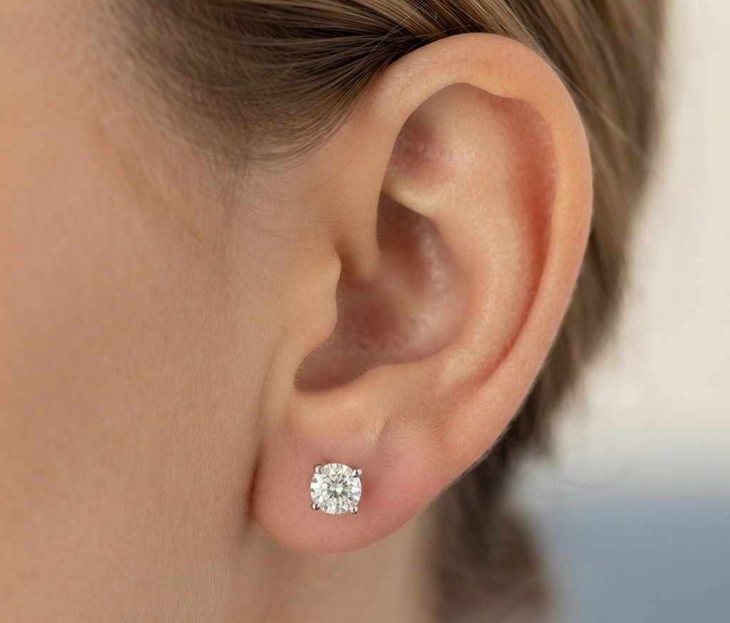 ROUND SOLITAIRE STUD EARINGS