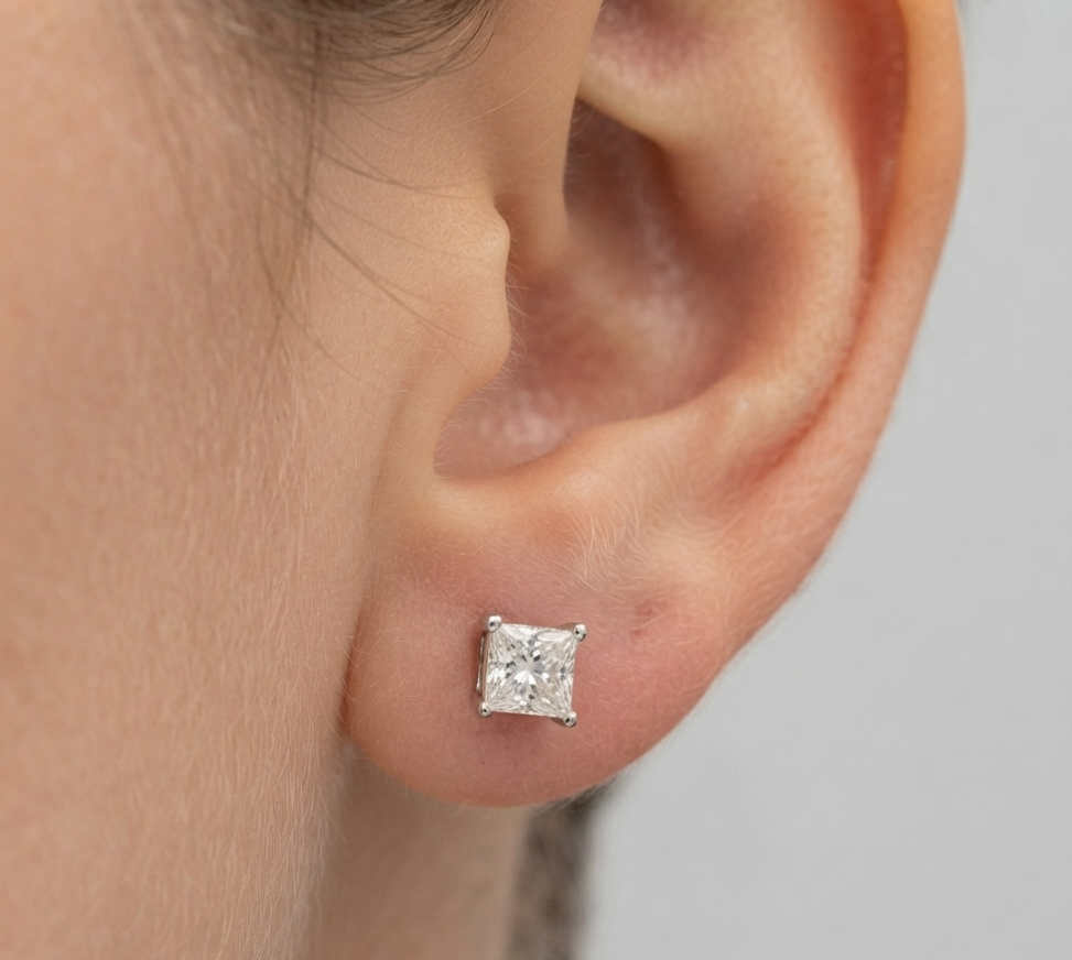 PRINCESS SOLITAIRE STUD EARINGS