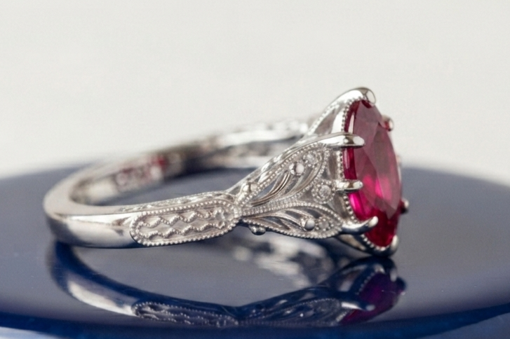 RUBBY MARQUISE-CUT VINTAGE ENGAGEMENT RING