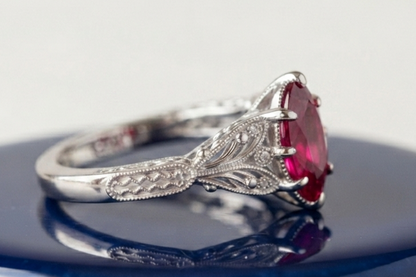 RUBBY MARQUISE-CUT VINTAGE ENGAGEMENT RING
