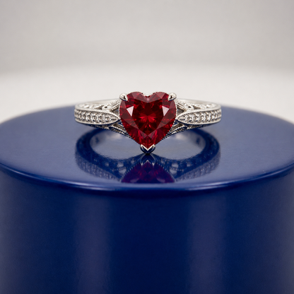 RUBY HEART-CUT VINTAGE WEDDING RING