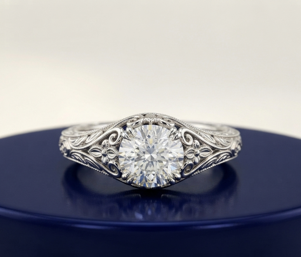 ROUND DIAMOND VINTAGE ENGAGEMENT RING