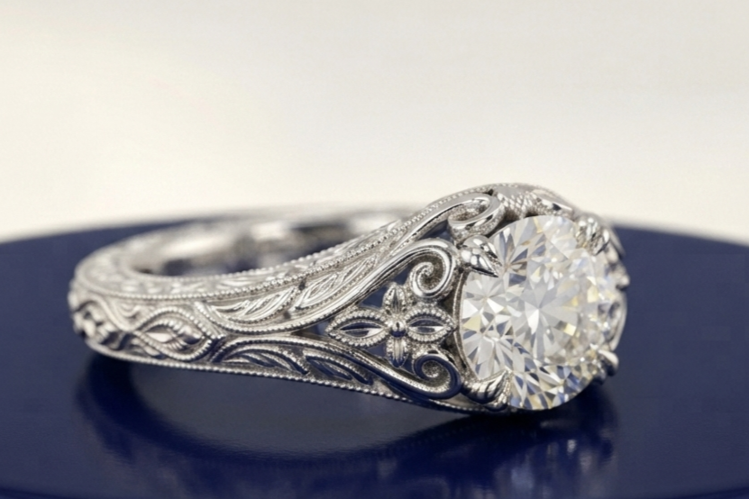 ROUND DIAMOND VINTAGE ENGAGEMENT RING