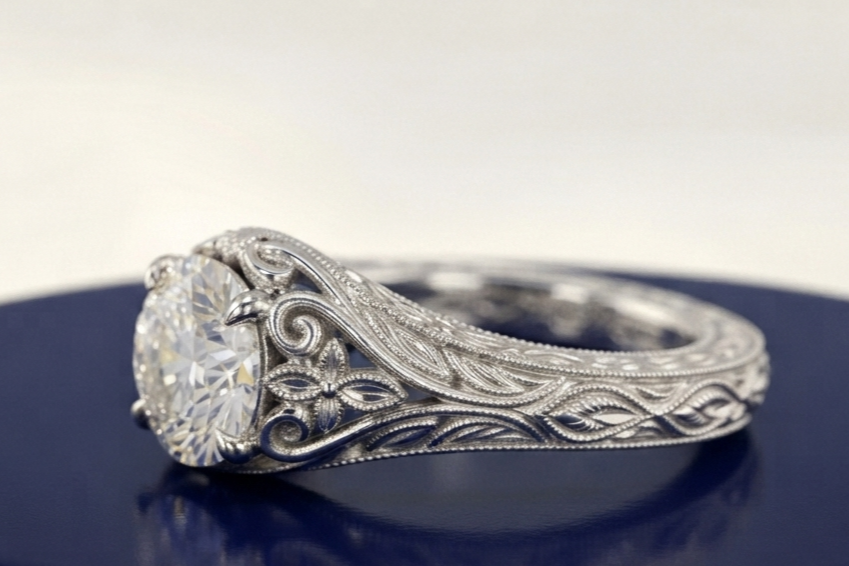 ROUND DIAMOND VINTAGE ENGAGEMENT RING