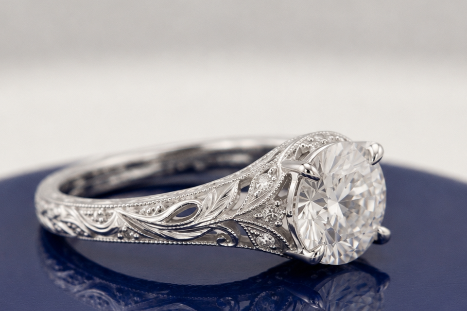 VINTAGE ROUND DIAMOND ENGAGEMENT RING