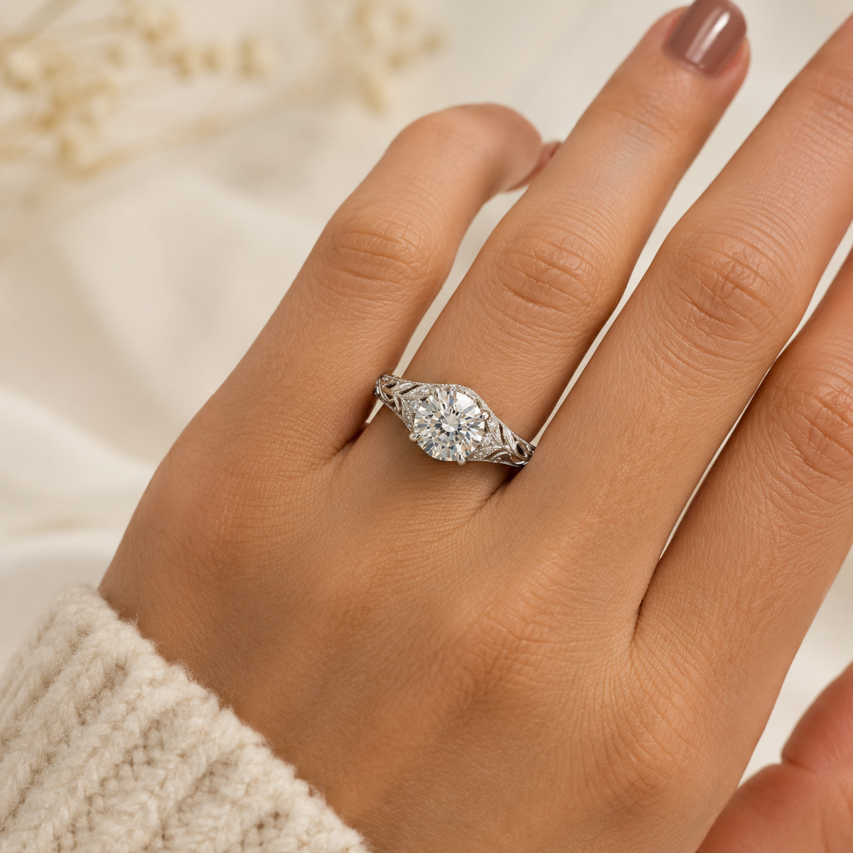 VINTAGE ROUND DIAMOND ENGAGEMENT RING