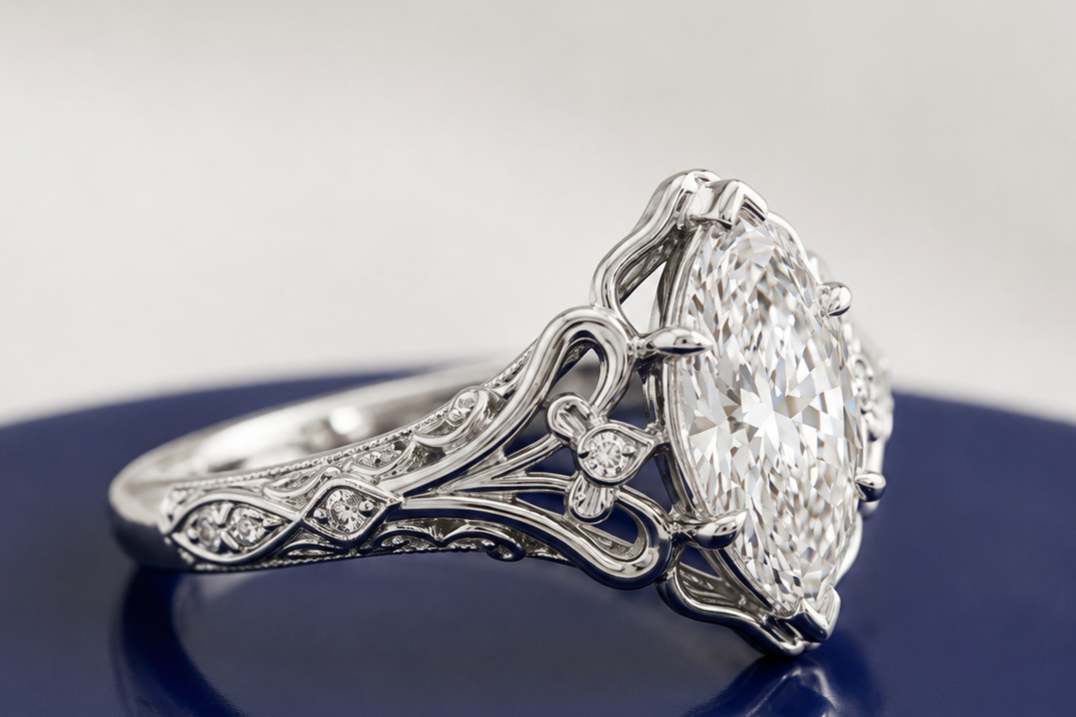 VINTAGE MARQUISE DIAMOND WEDDING RING