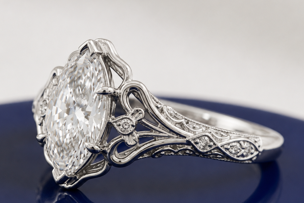 VINTAGE MARQUISE DIAMOND WEDDING RING