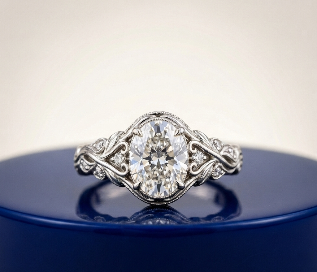 VINTAGE OVAL DIAMOND ENGAGEMENT RING