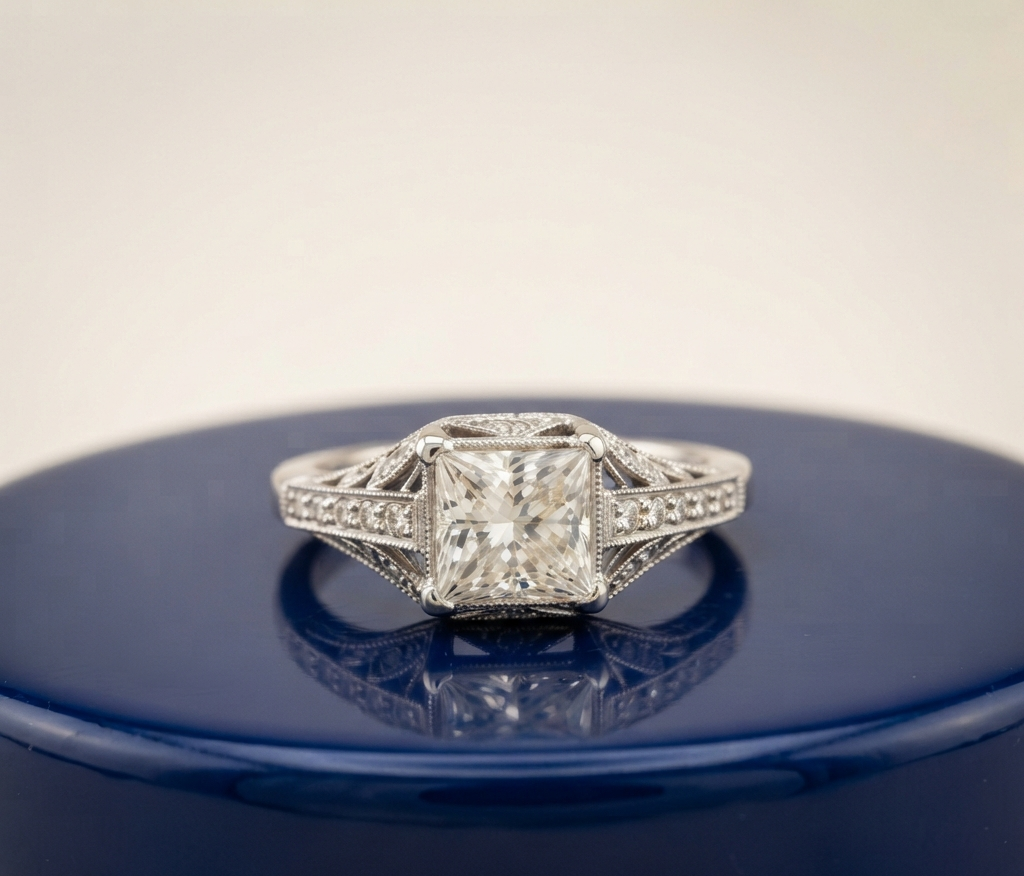 PRINCESS DIAMOND VINTAGE ENGAGEMENT RING