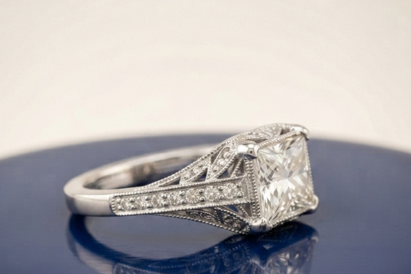 PRINCESS DIAMOND VINTAGE ENGAGEMENT RING