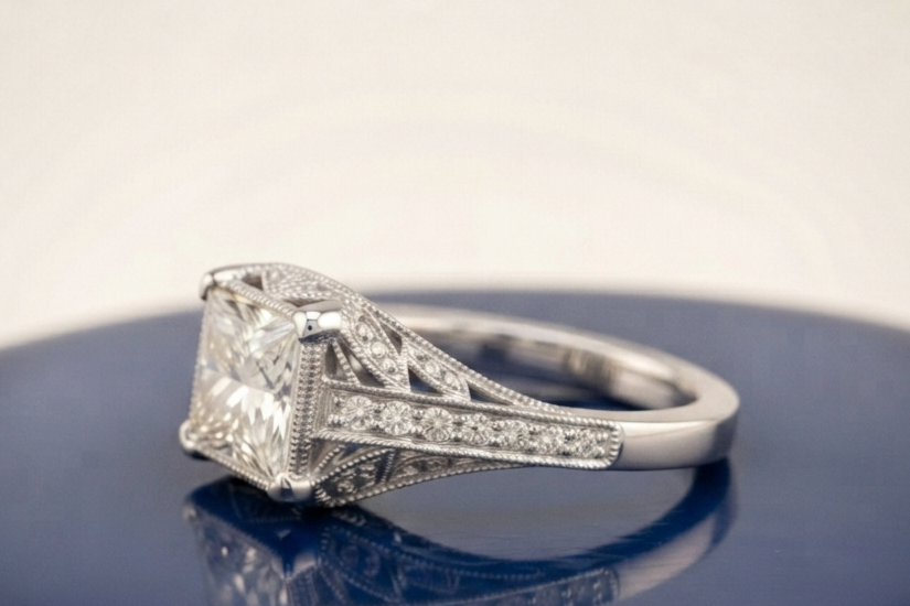 PRINCESS DIAMOND VINTAGE ENGAGEMENT RING
