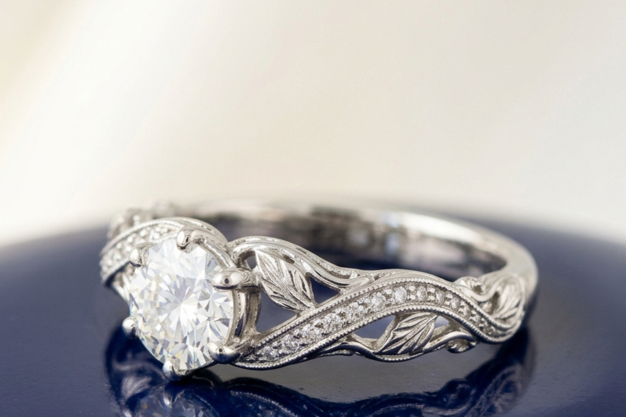 VINTAGE ROUND DIAMOND ENGAGEMENT RING