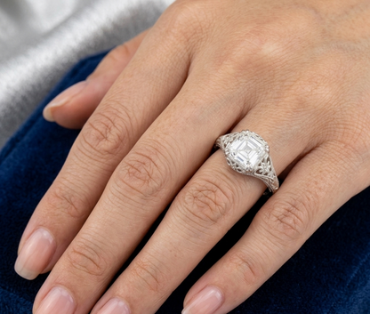 ASSCHER DIAMOND VINTAGE WEDDING RING