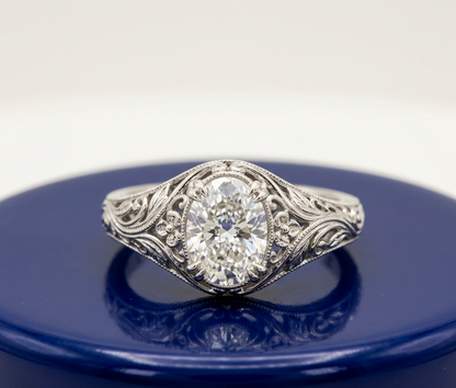 OVAL DIAMOND VINTAGE ENGAGEMENT RING