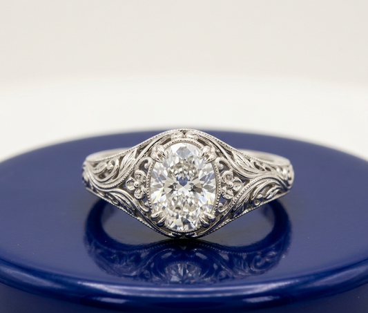 OVAL DIAMOND VINTAGE ENGAGEMENT RING