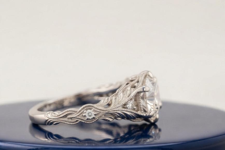 ROUND DIAMOND VINTAGE WEDDING RING