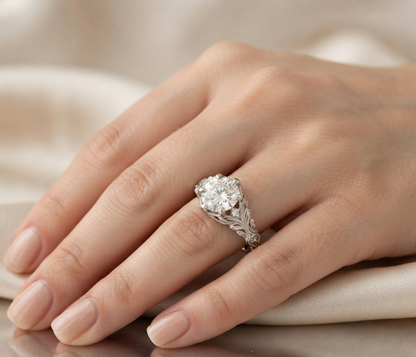 ROUND DIAMOND VINTAGE WEDDING RING