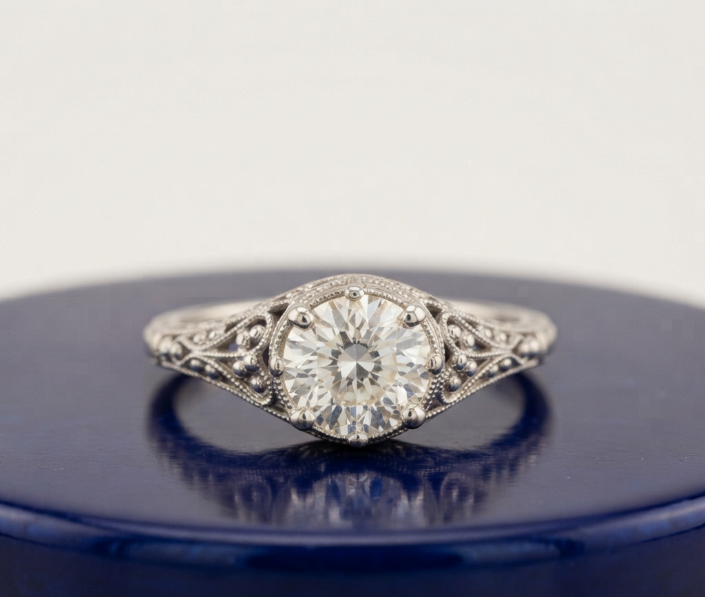 VINTAGE ROUND DIAMOND ENGAGEMENT RING