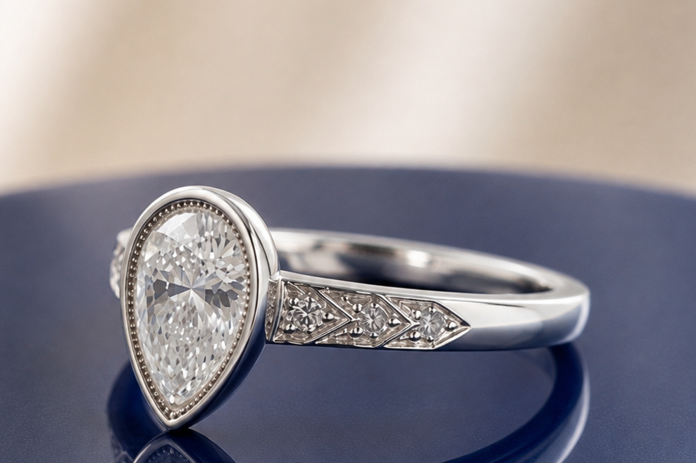 VINTAGE PEAR DIAMOND ENGAGEMENT RING