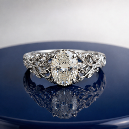 OVAL DIAMOND VINTAGE WEDDING RING