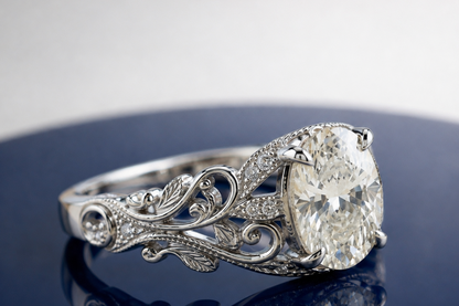 OVAL DIAMOND VINTAGE WEDDING RING