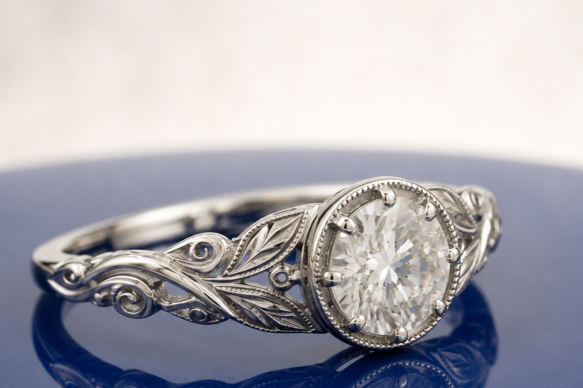 VINTAGE ROUND DIAMOND ENGAGEMENT RING