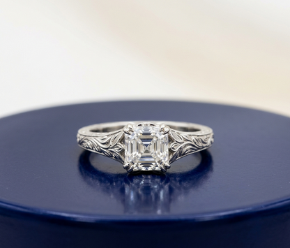 ASSCHER DIAMOND VINTAGE WEDDING RING